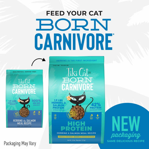 Tiki Cat Born Carnivore High Protein Herring & Salmon Dry Cat Food 2.8lb Poudre Pet & Feed Supply 2